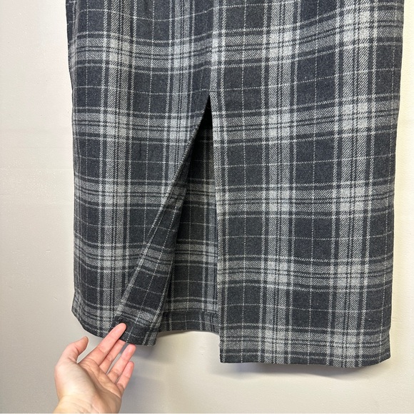 Eddie Bauer Gray Plaid Wool Maxi Skirt Size 12 Preppy Academia Teacher - Picture 4 of 9